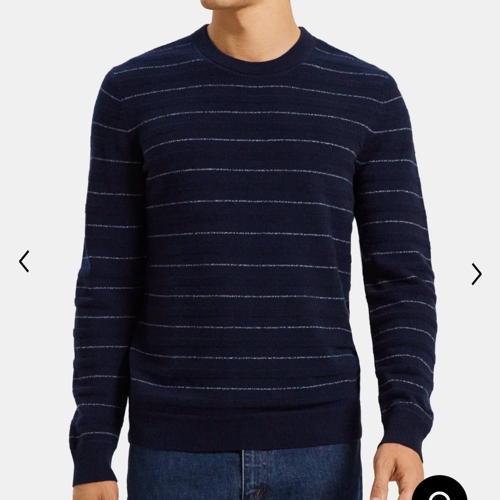Theory Crewneck Sweater in Striped Cashmere Men’s Size M